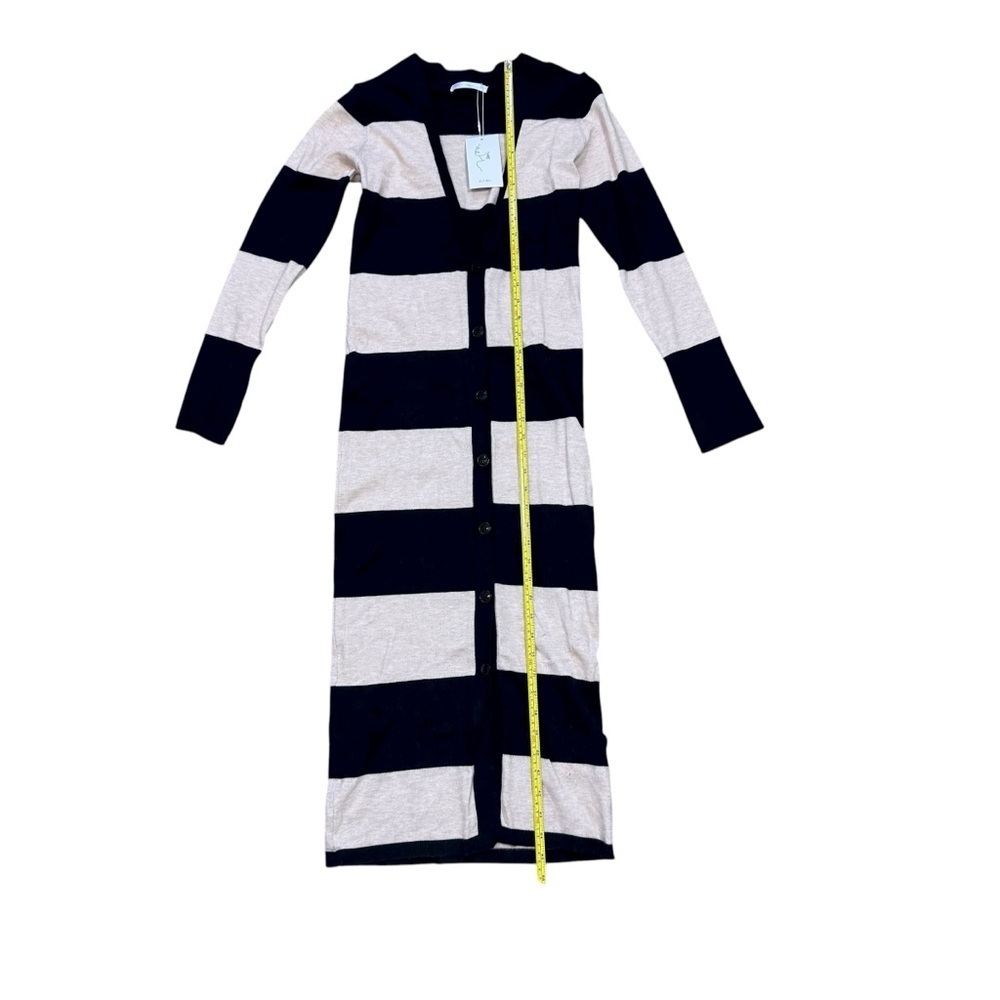 NWT Striped Black and Tan Long Cardigan Dress - Picture 10 of 14